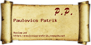 Paulovics Patrik névjegykártya